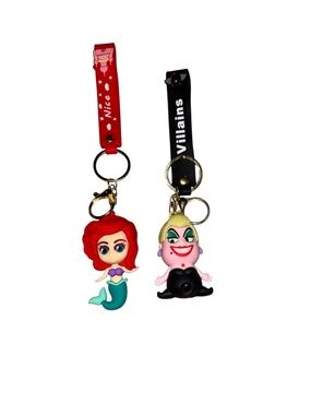 Princess & Villain Keychain Set Cute Cartoon Wristlet Keychains Bundle
